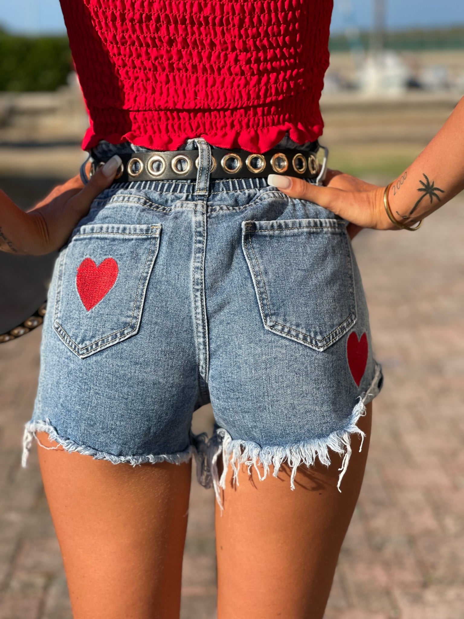 Short a caramella con cuori rossi - R.a. Boutique 