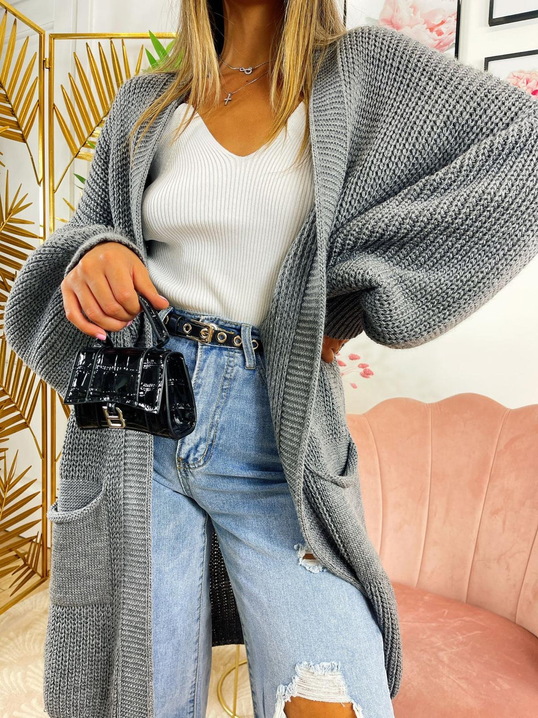 Cardigan lungo grigio - R.a. Boutique 