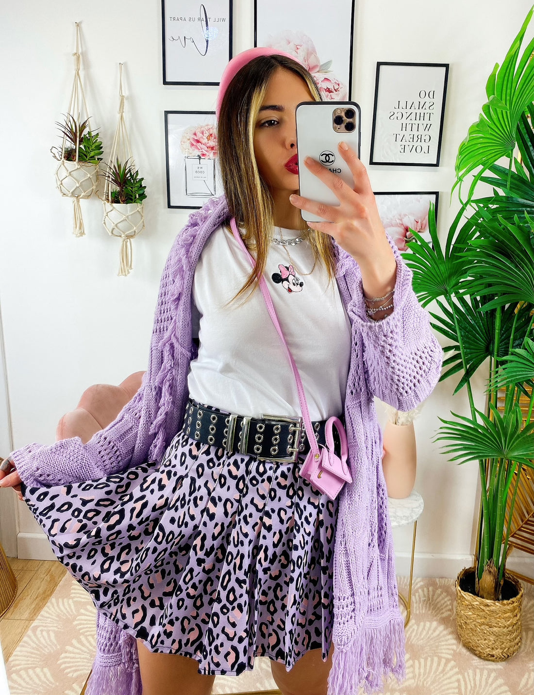 Gonna a pieghine maculata lilla - R.a. Boutique 