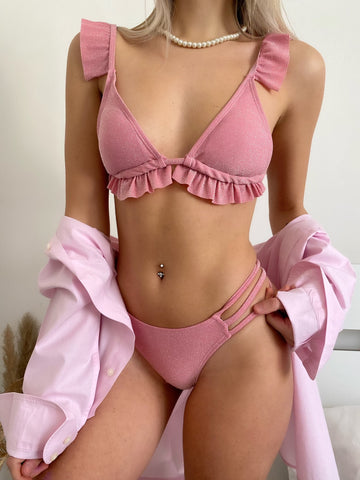 Bikini glitter con voilant Rosa - R.a. Boutique 