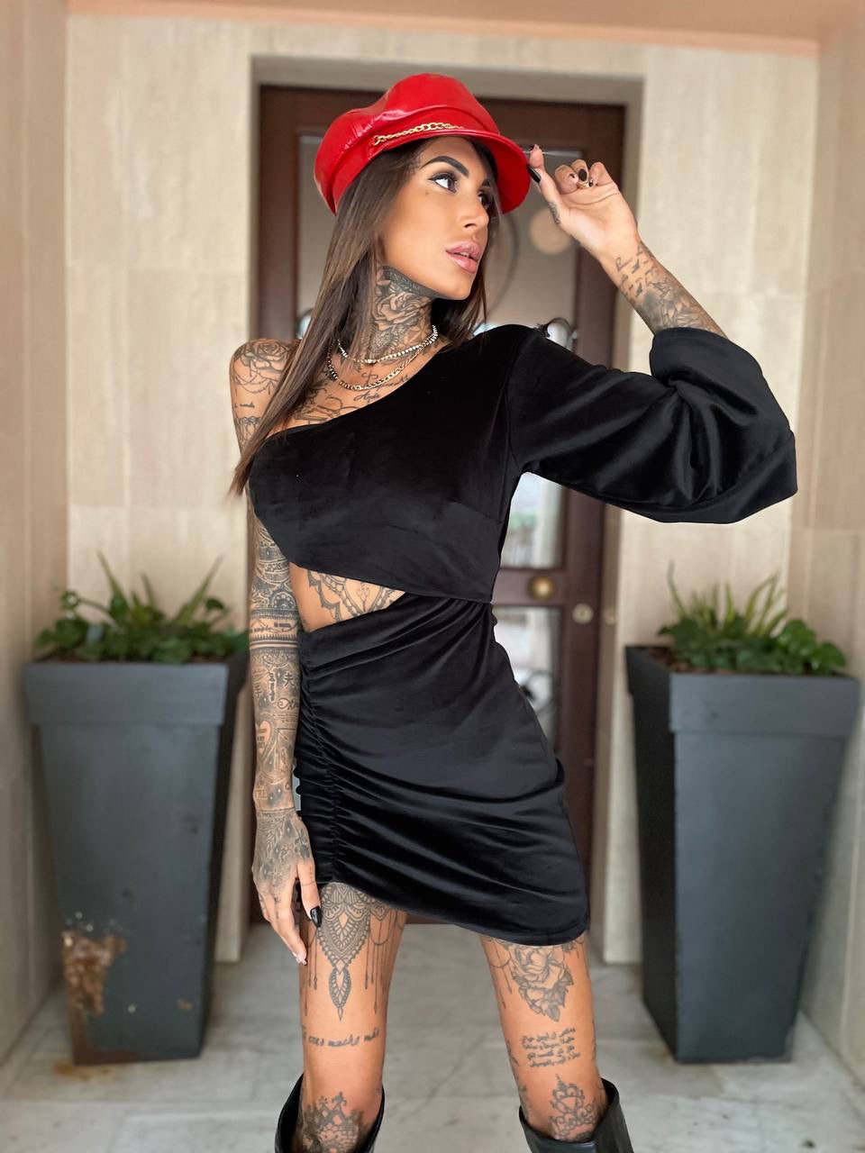 Abito monospalla nero - R.a. Boutique 