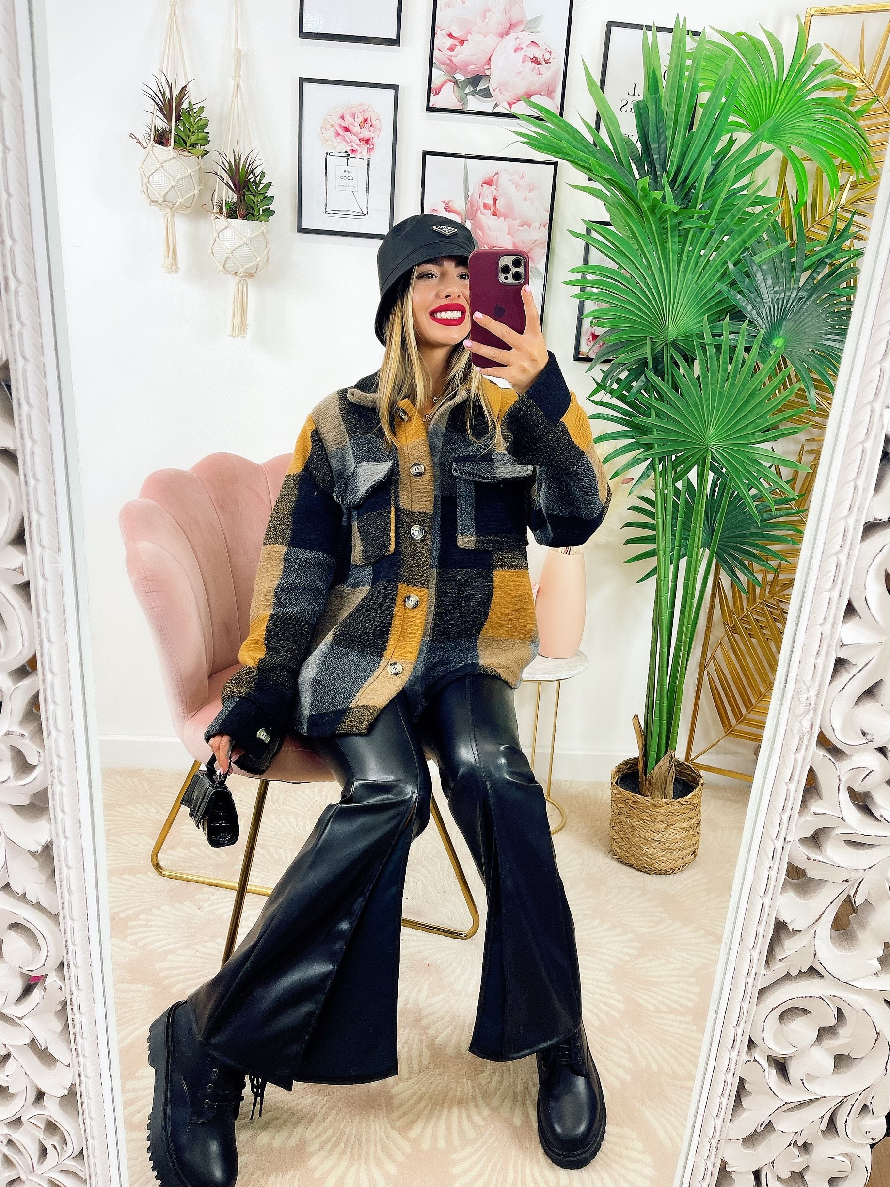 Giacca a quadri Senape nero - R.a. Boutique 