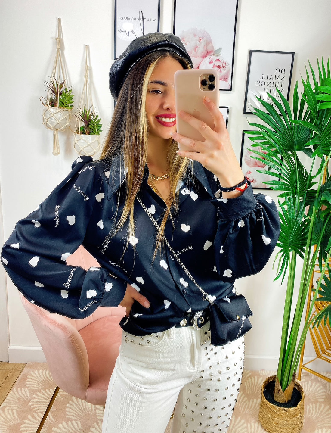 Camicetta con borsetta a cuori nera - R.a. Boutique 