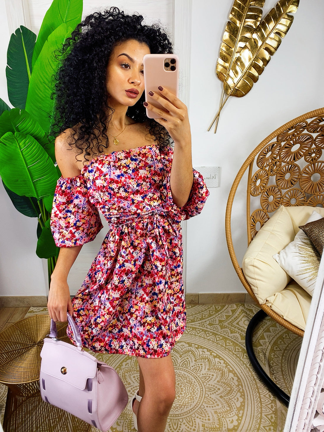 Abito a fiori con scollo a barchetta - R.a. Boutique 