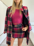 Cappotto check fucsia nero - R.a. Boutique 