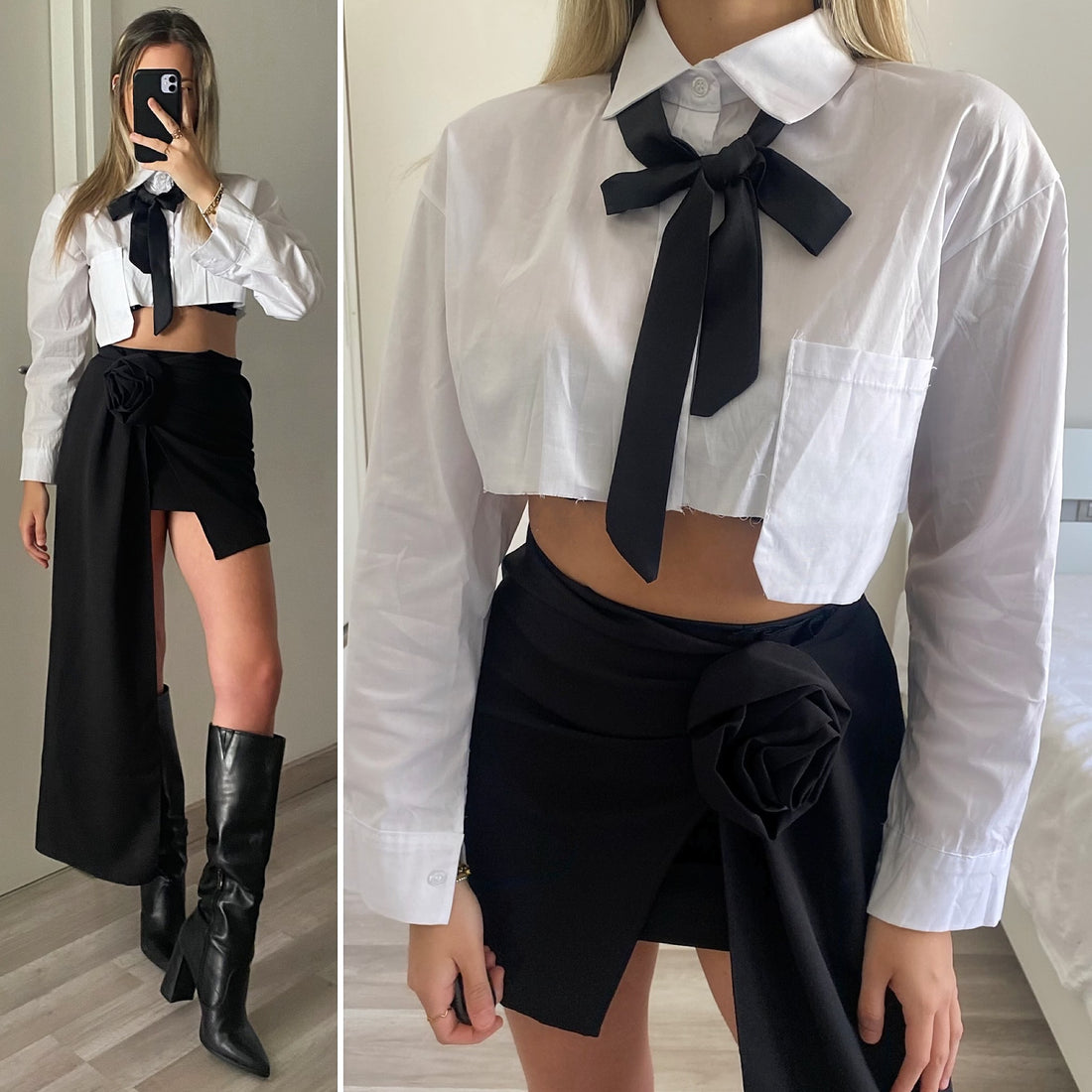 Gonna con rosa e camicia - R.a. Boutique 