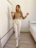 Pantalone vita alta panna - R.a. Boutique 