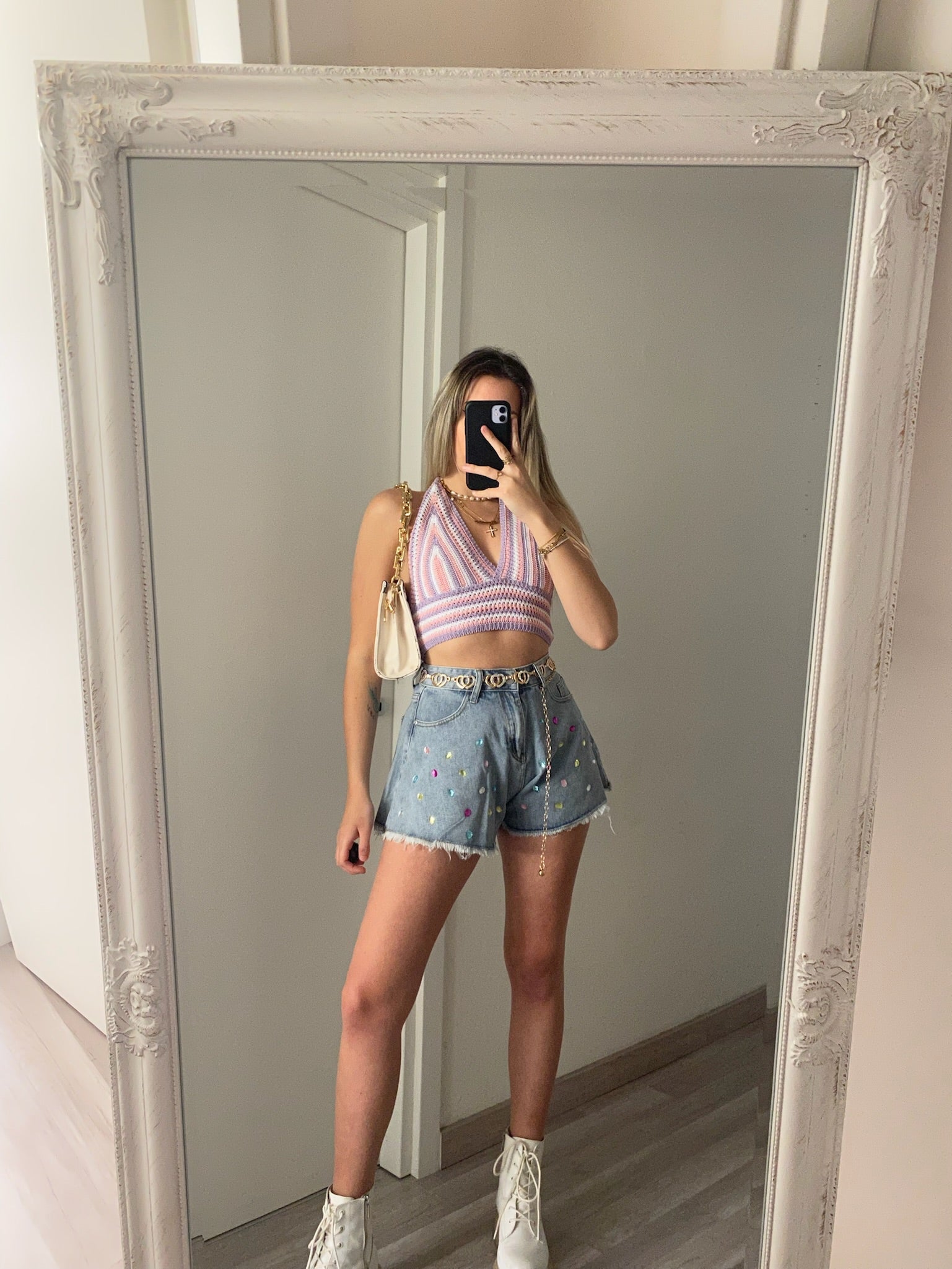 Top macramè sfumato lilla - R.a. Boutique 