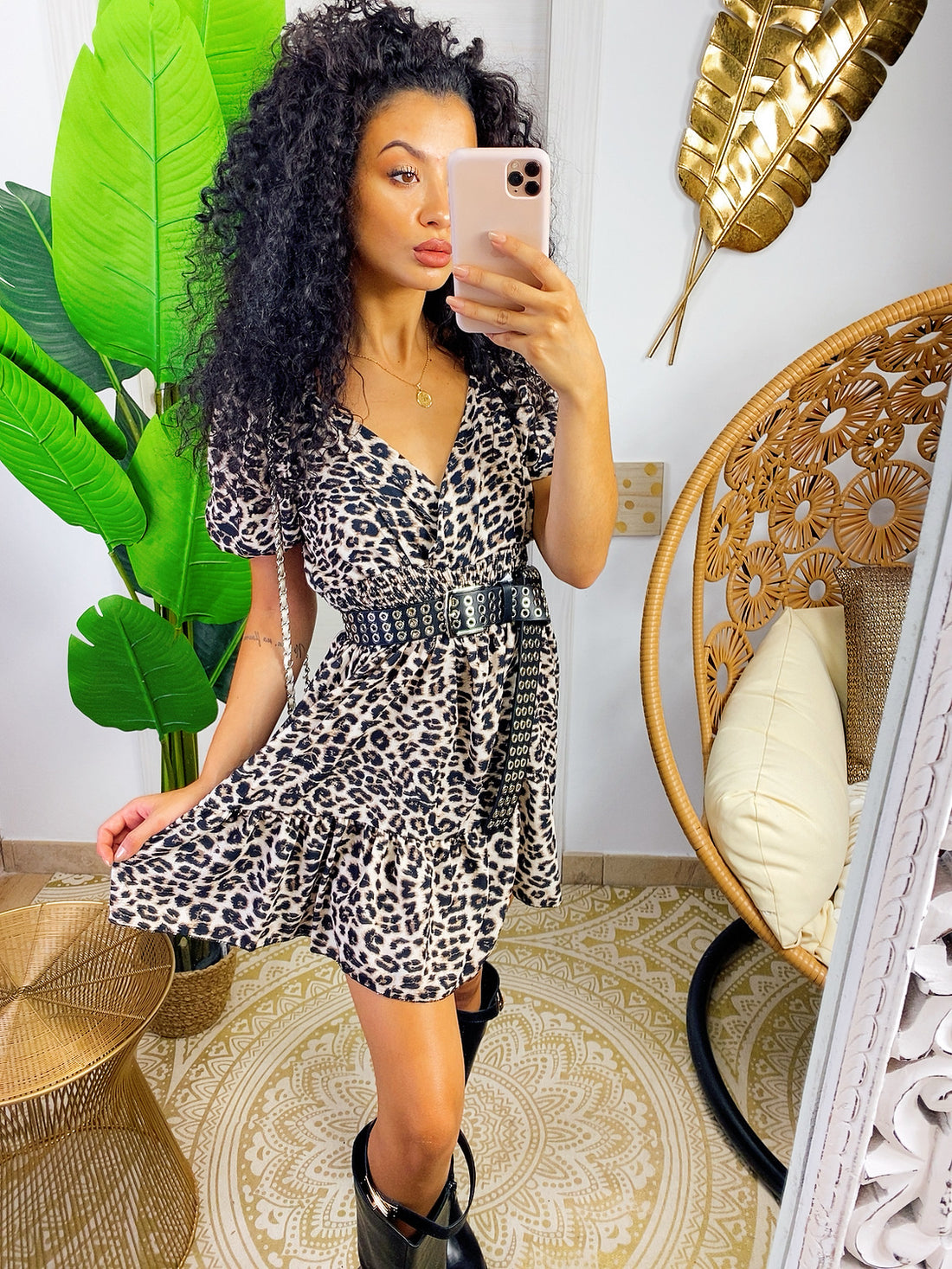 Abito animalier manica corta - R.a. Boutique 