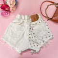 Short Vintage Levi’s bianco con borchie - R.a. Boutique 