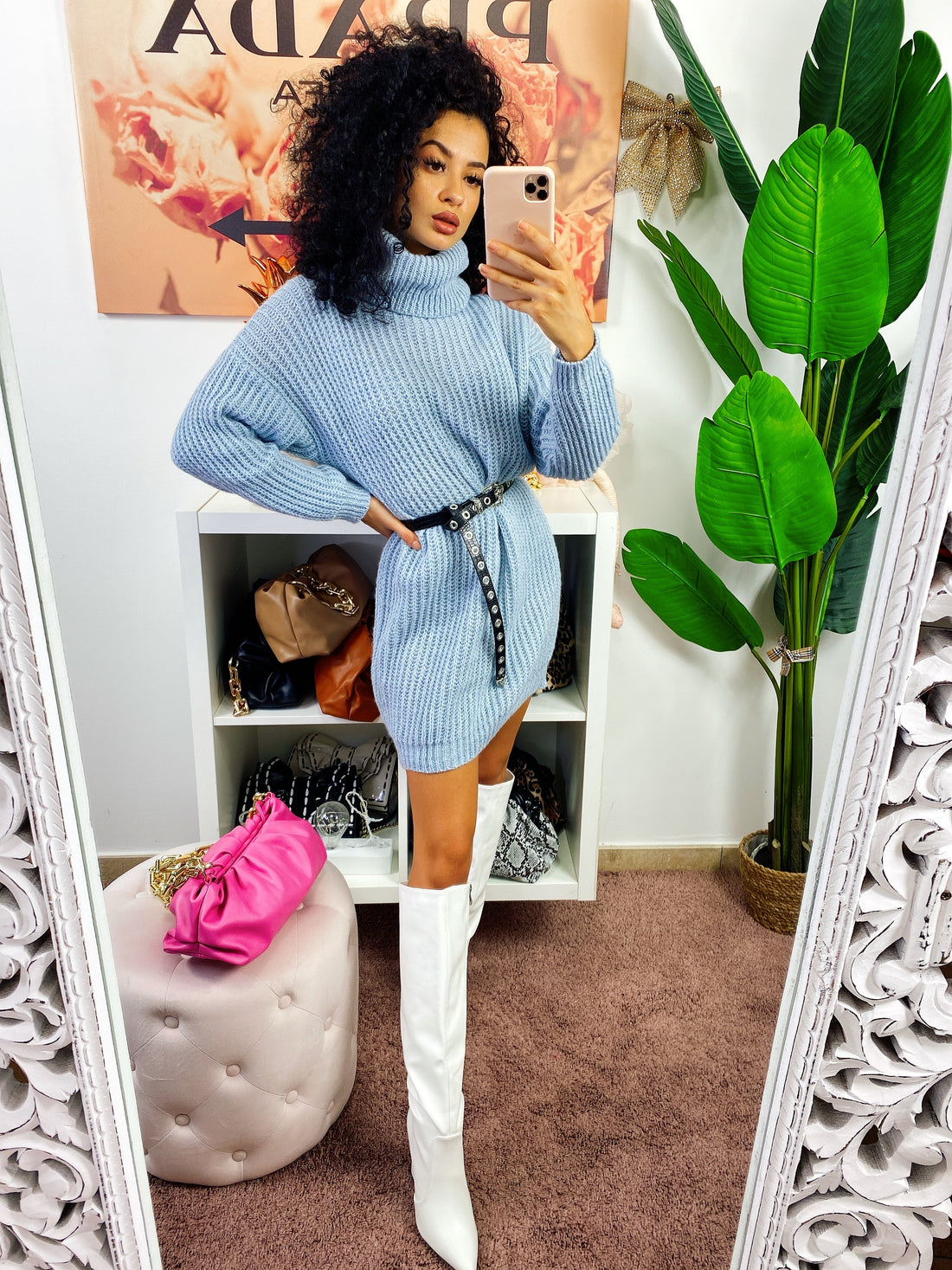 Abito in maglia collo alto carta da zucchero - R.a. Boutique 