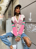 Cardigan influencer bianco rosa - R.a. Boutique 