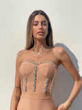 Abito bustier nude con strass - R.a. Boutique 