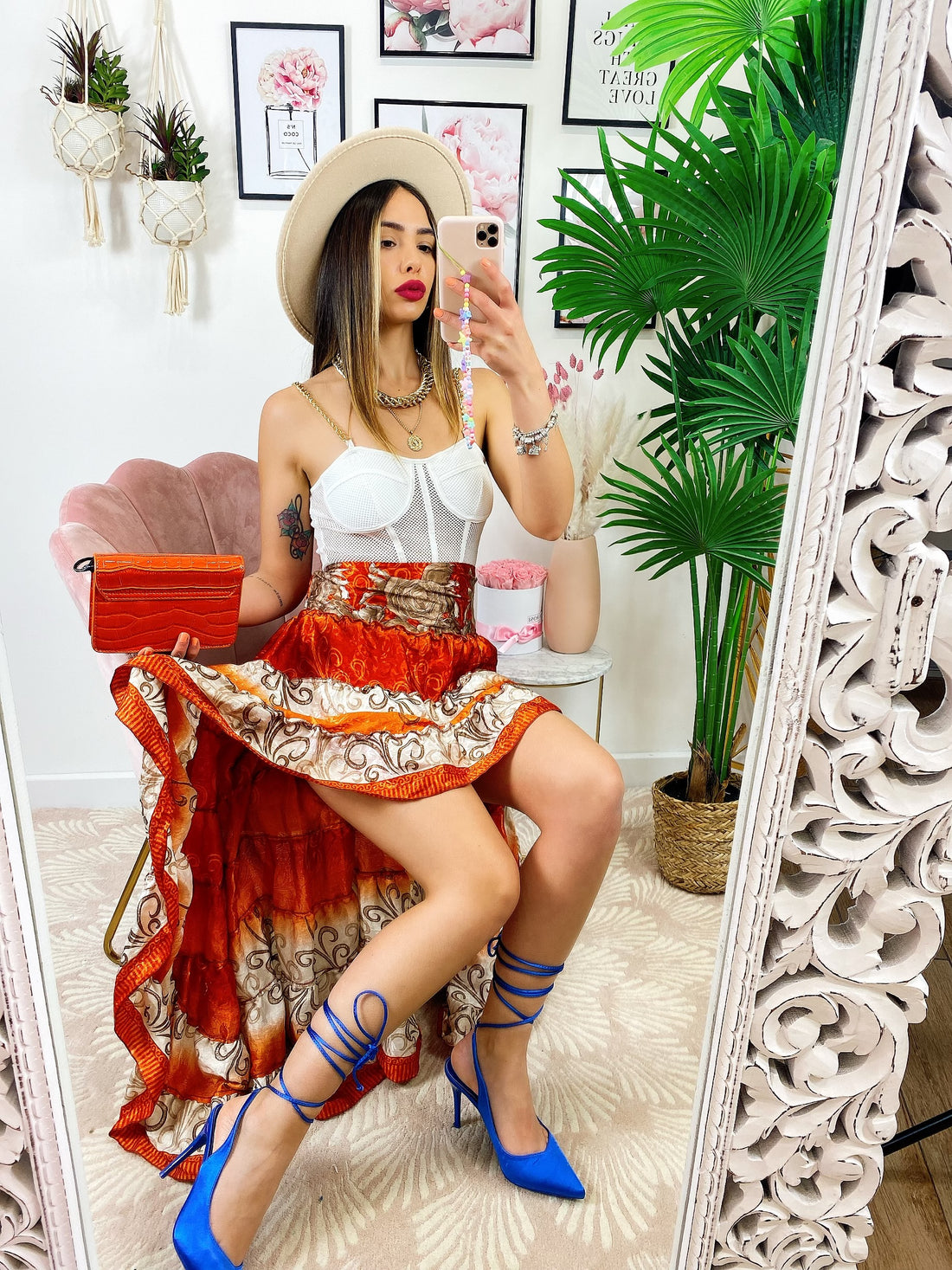 Gonna asimmetrica sfumature arancio - R.a. Boutique 