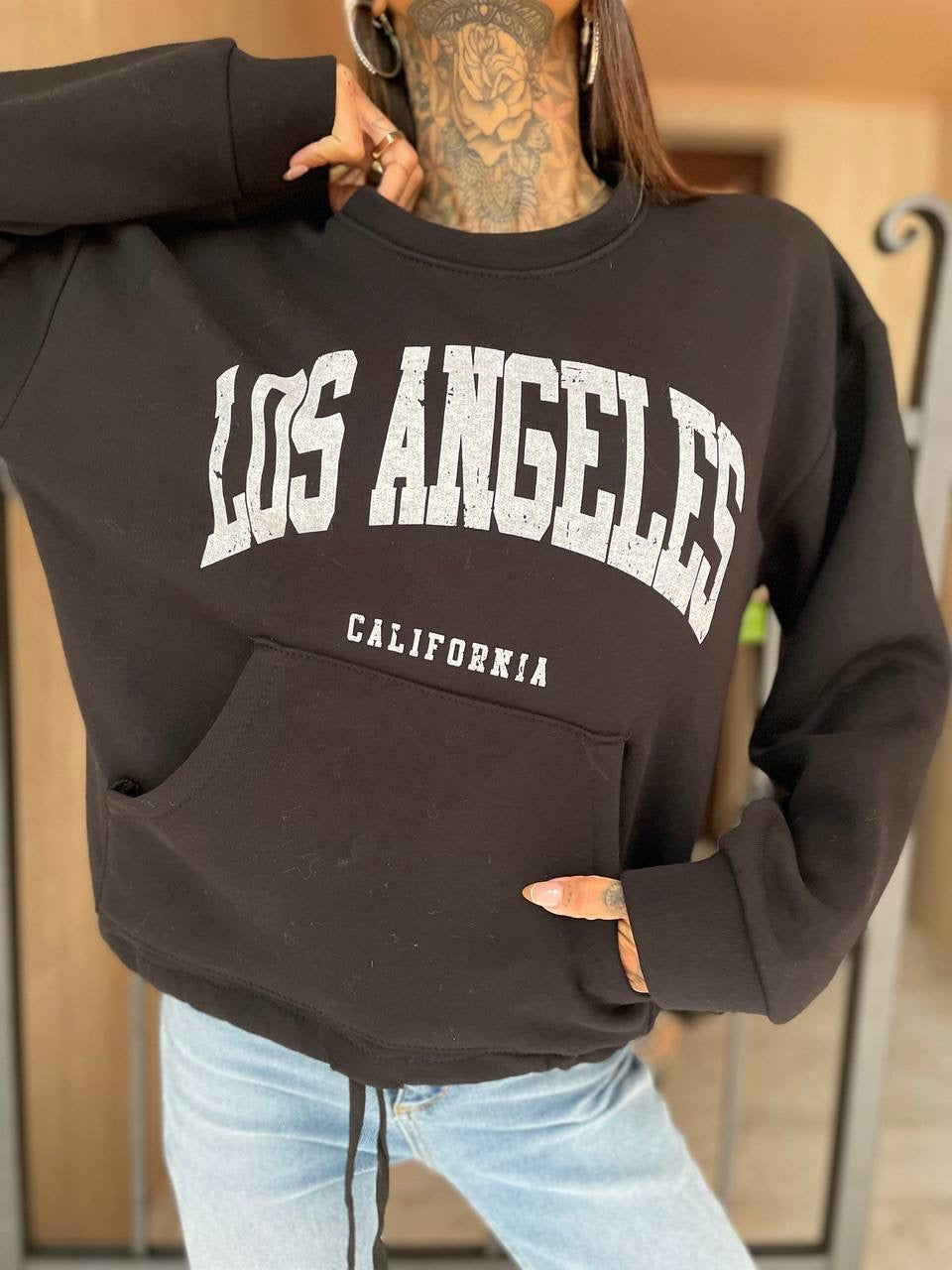 Felpa nera Los Angeles - R.a. Boutique 