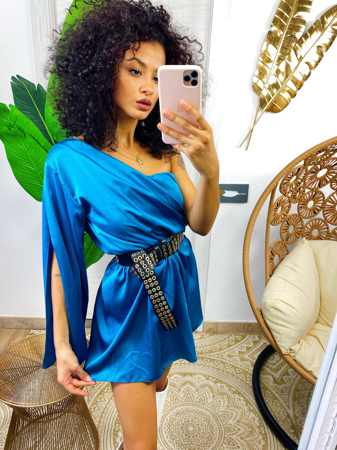 Tutina monospalla taglio impero blu - R.a. Boutique 