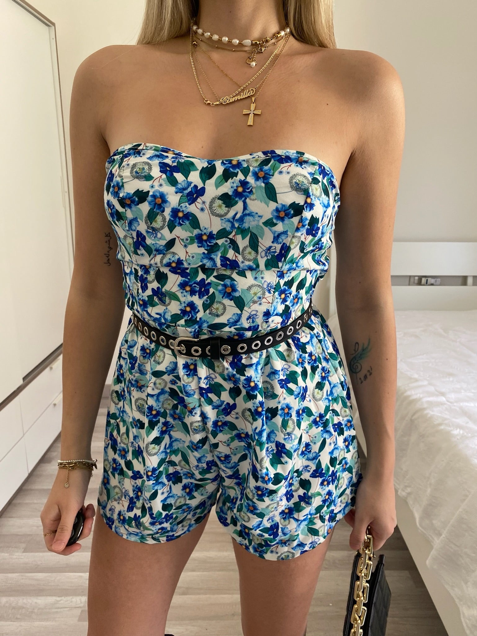 Tutina a fiori verde azzurro - R.a. Boutique 