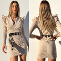 Abito beige con spalline e drappeggio - R.a. Boutique 