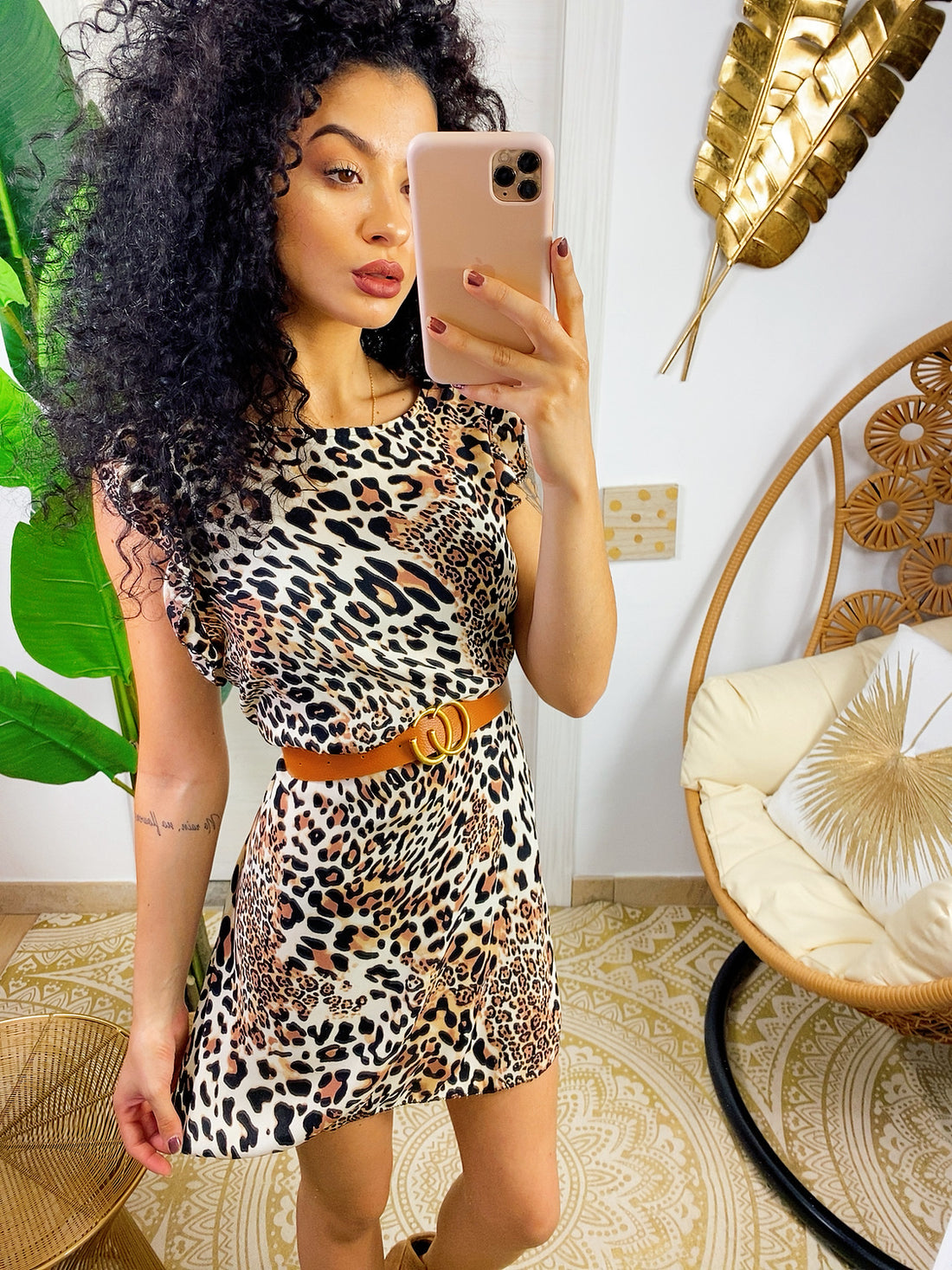 Abito morbido in trama animalier base Chiara trama piccola - R.a. Boutique 