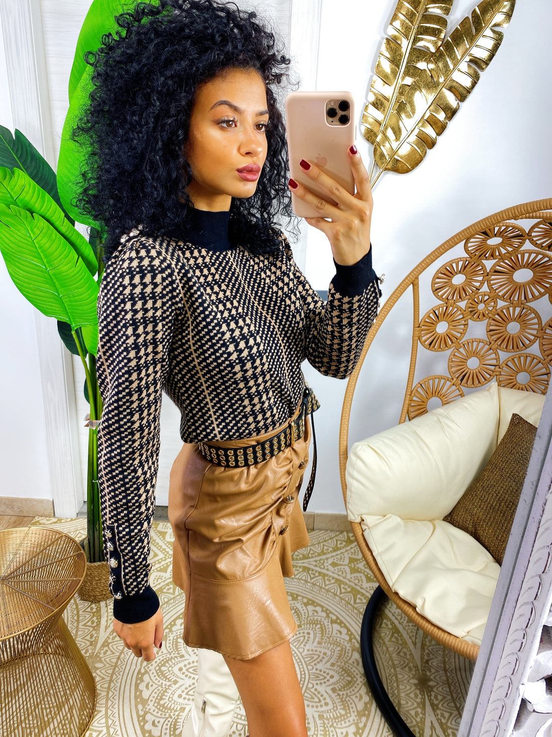 Maglione a collo alto nero beige - R.a. Boutique 