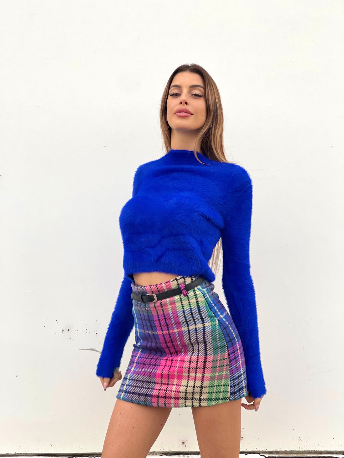 Gonna in tweed Fuxia blu - R.a. Boutique 