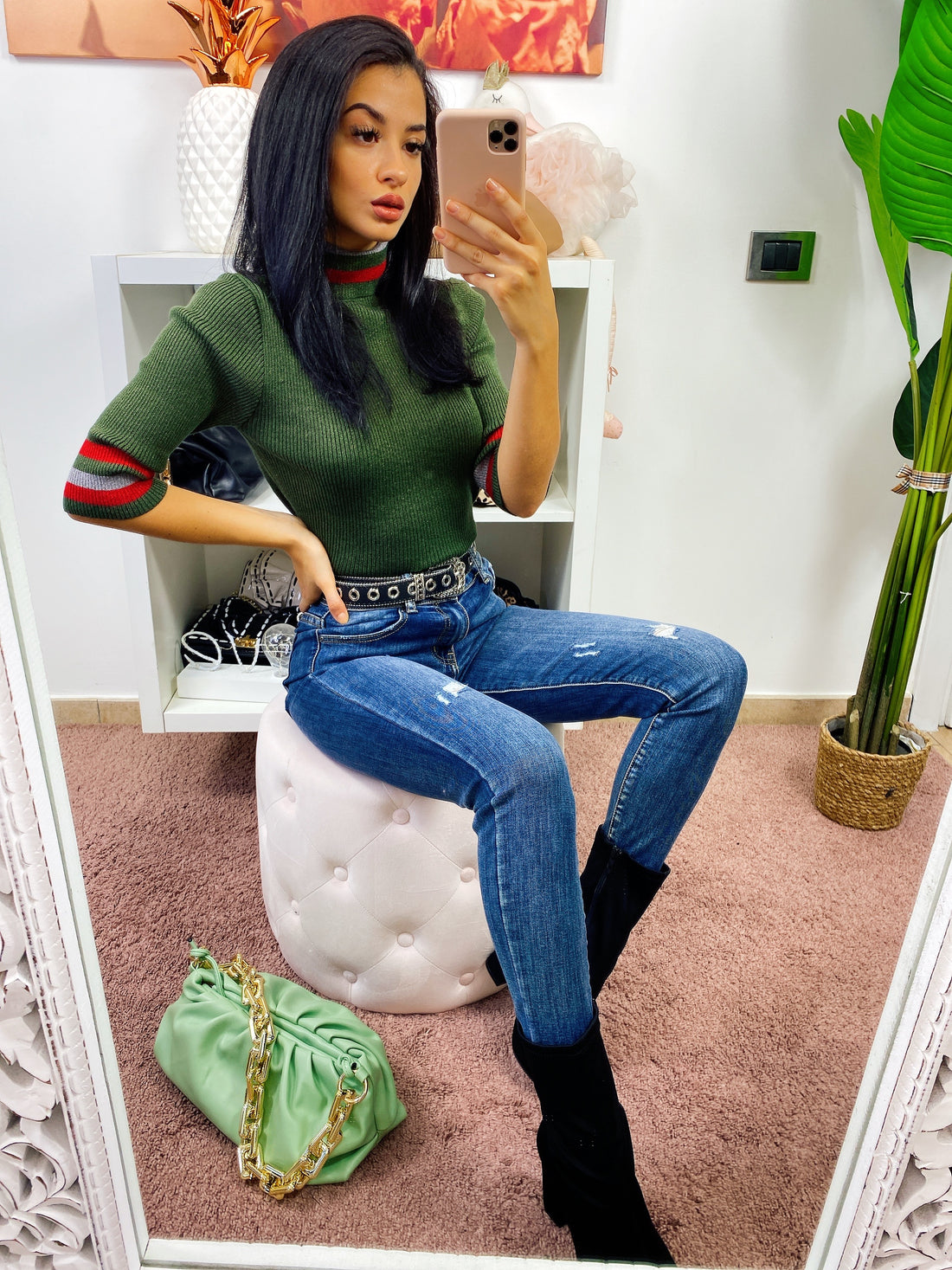 Maglione a collo alto con dettagli glitter - R.a. Boutique 