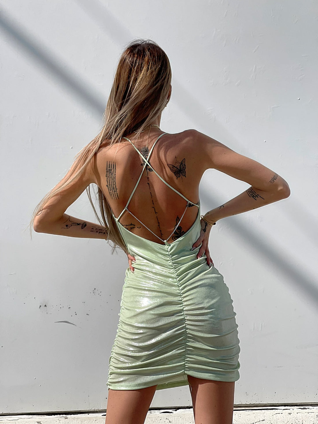 Abito menta con incrocio e push up - R.a. Boutique 