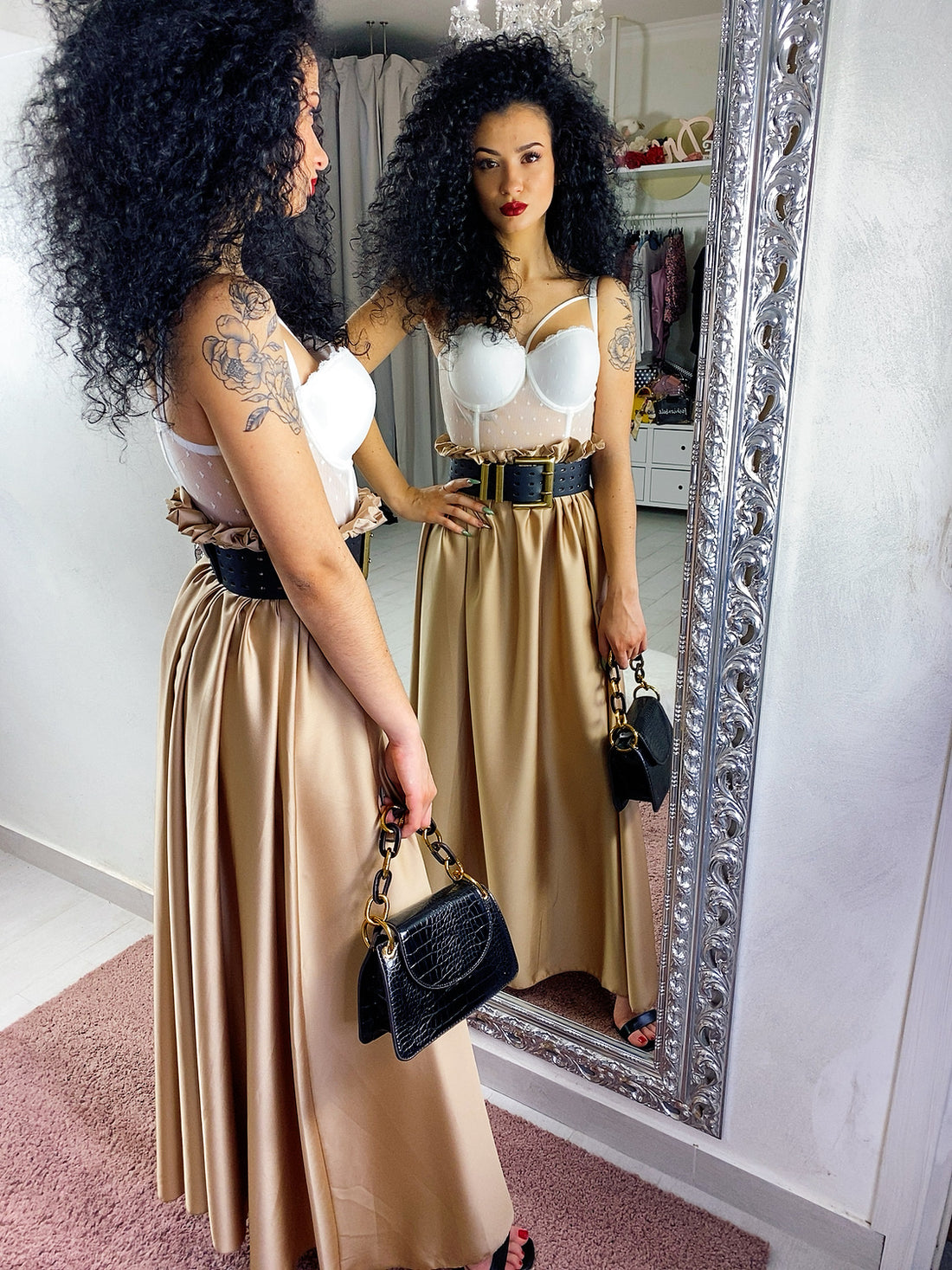 Maxi gonna in raso - R.a. Boutique 