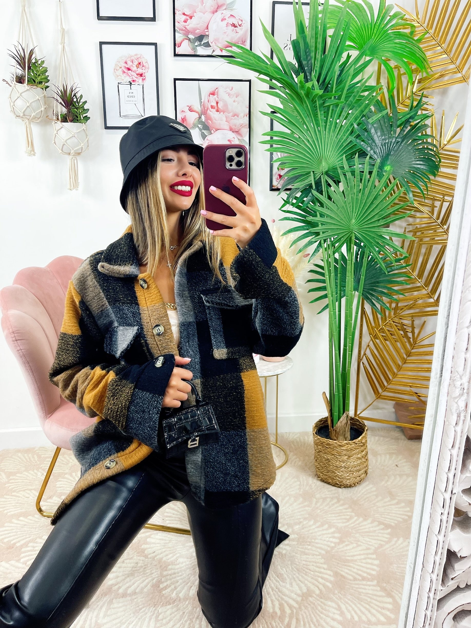 Giacca a quadri Senape nero - R.a. Boutique 