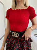 Top plissettano rosso - R.a. Boutique 