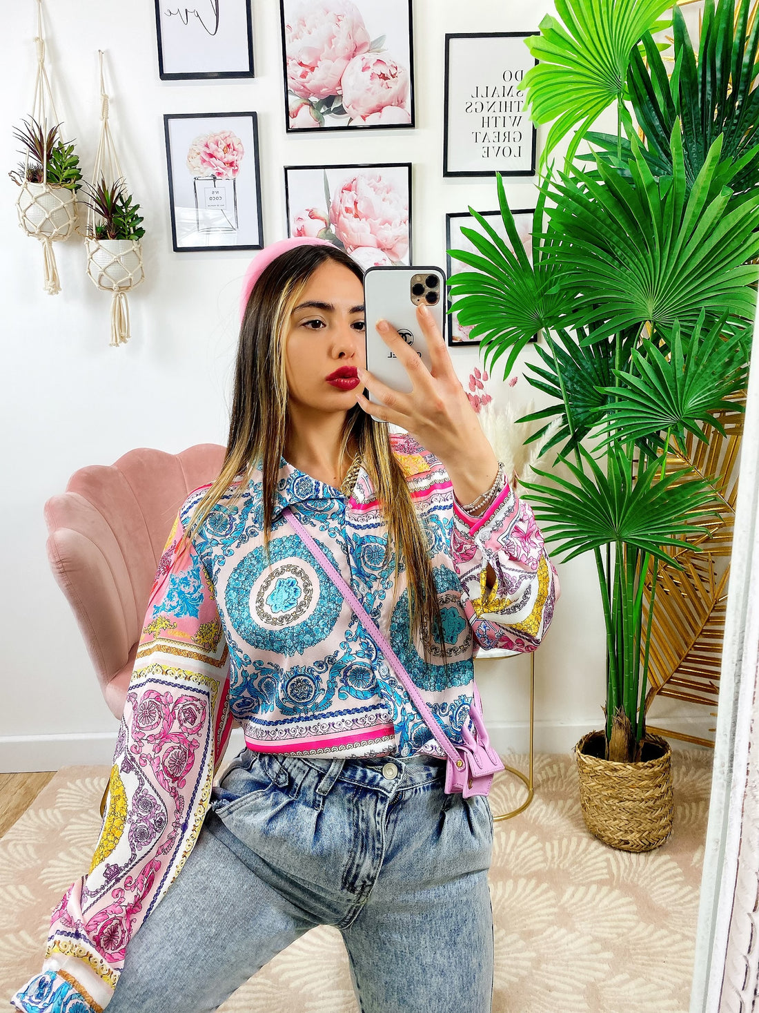 Camicia etnica sfumature Rosa e Celesti - R.a. Boutique 