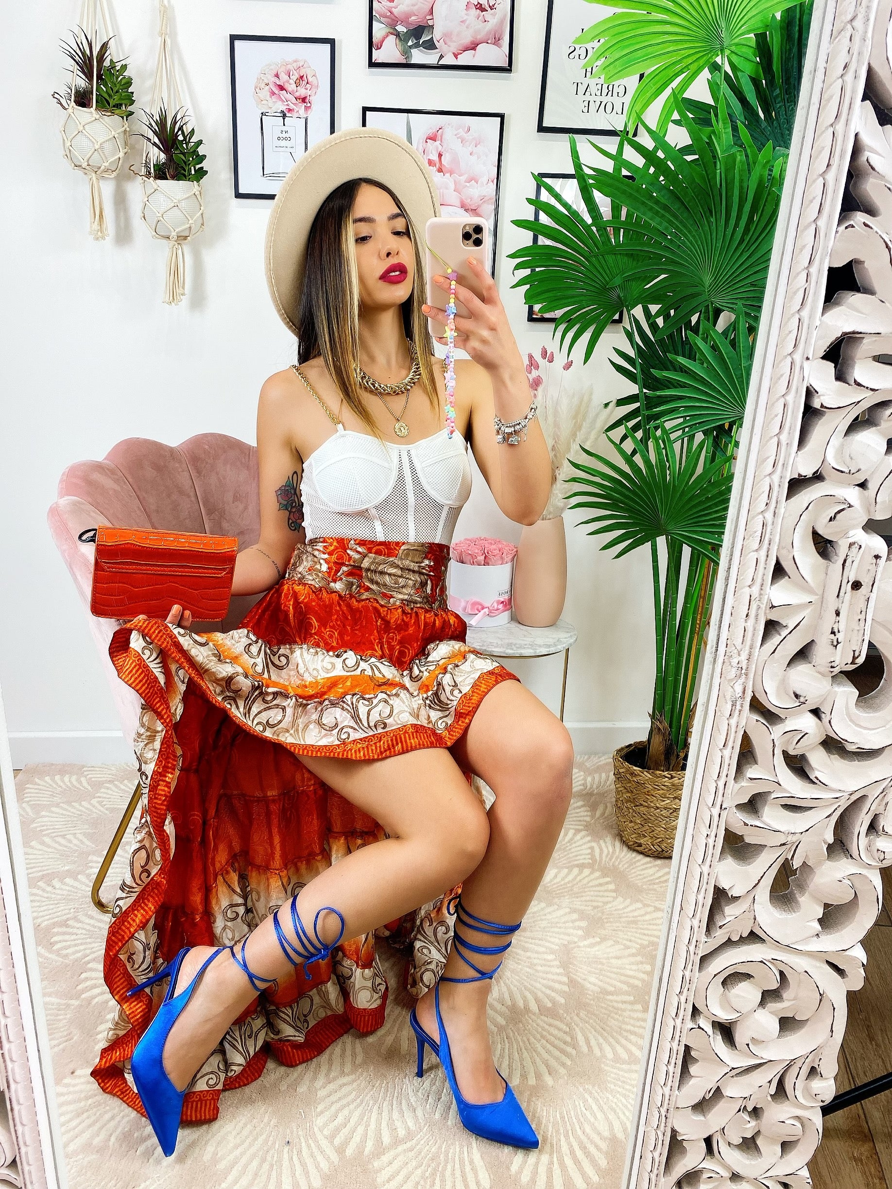 Gonna asimmetrica sfumature arancio - R.a. Boutique 