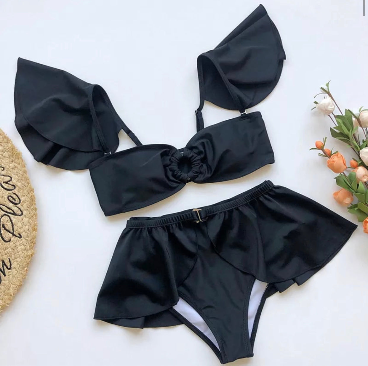 Bikini a fascia con maniche Nero - R.a. Boutique 
