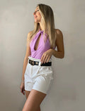 Short in ecopelle bianco con cintura - R.a. Boutique 