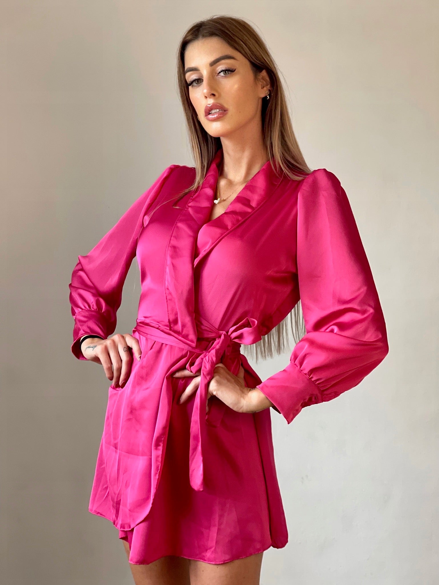 Abito in raso fuxia - R.a. Boutique 