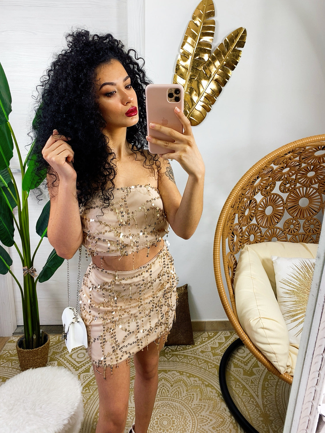 Completo gonna e top con paillette