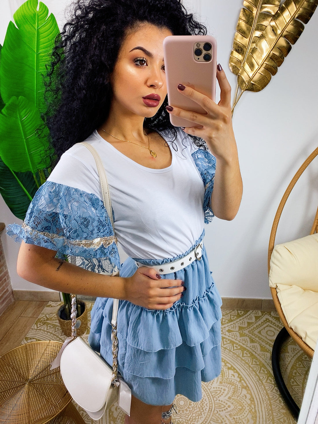 T-shirt con manica in pizzo carta da zucchero - R.a. Boutique 