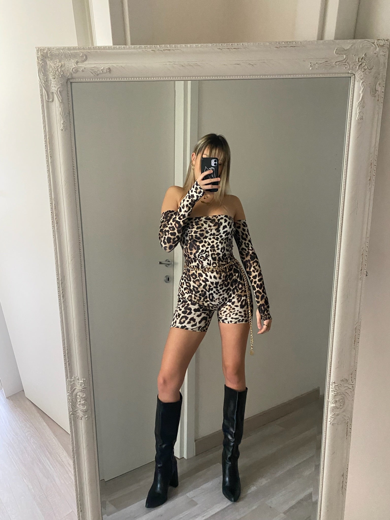 Tutina animalier con manicotti - R.a. Boutique 