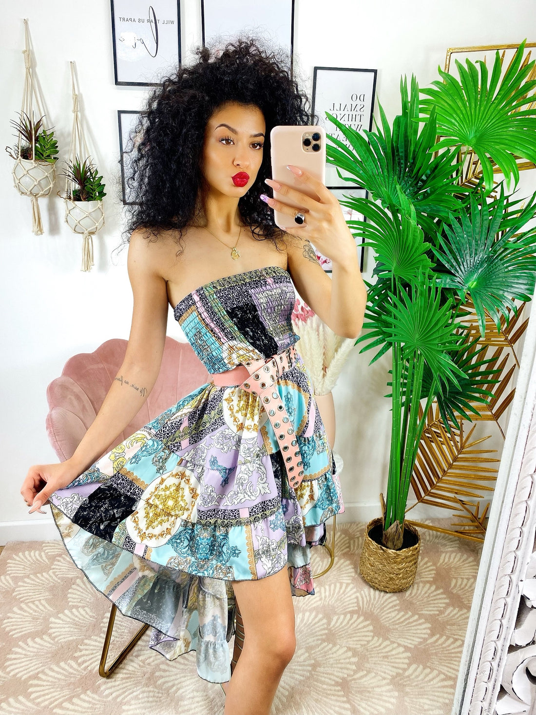 Abito con Gonna asimmetrica etnico lilla - R.a. Boutique 