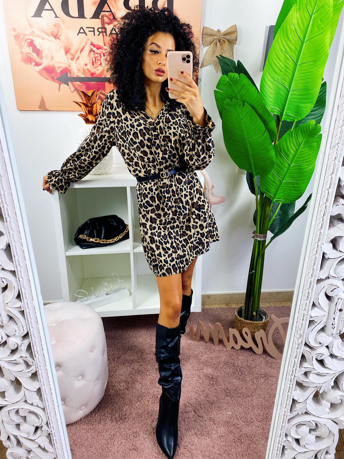 Camicione maculato con cintura - R.a. Boutique 