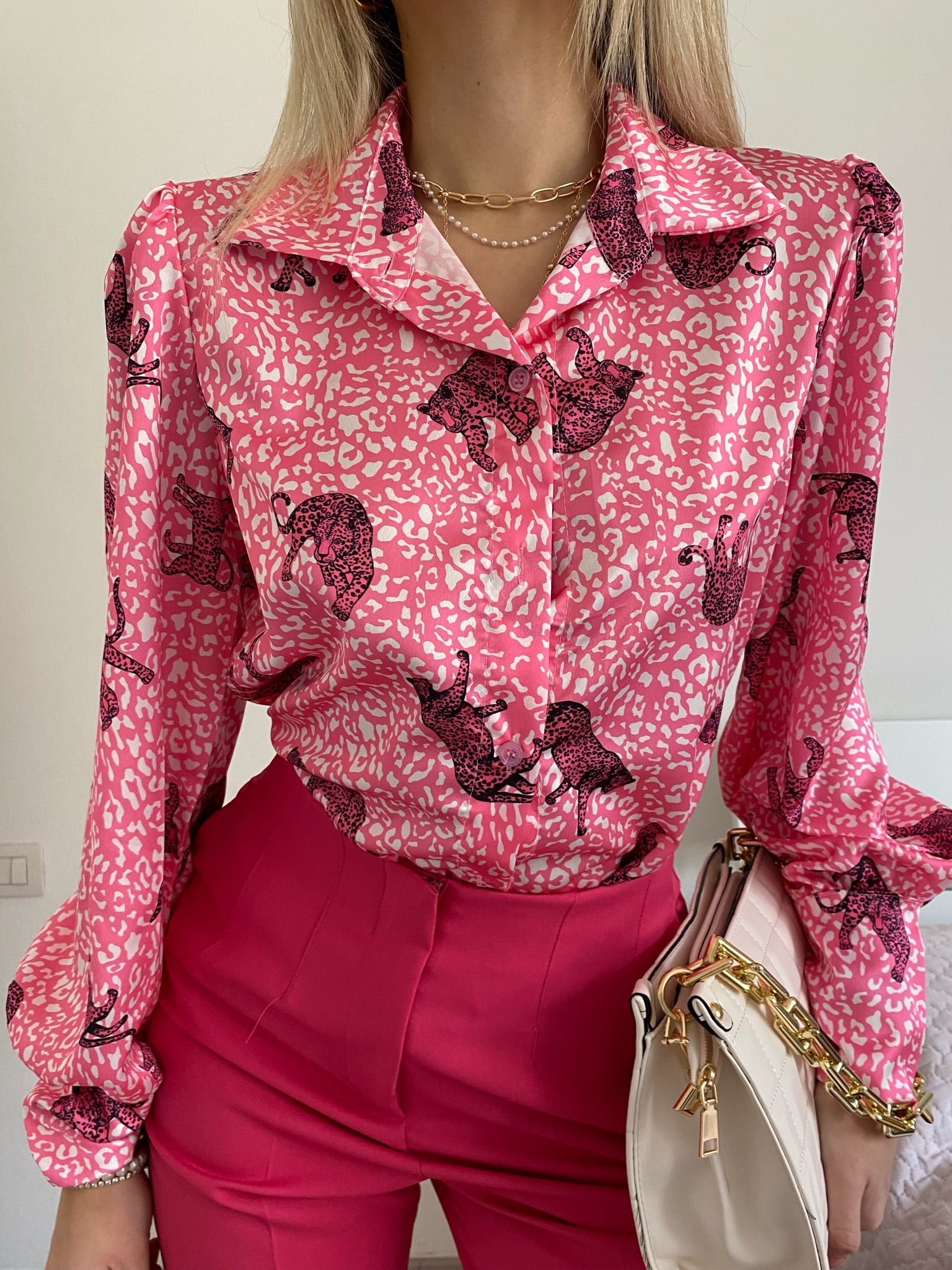 Camicia con stampa animalier fuxia - R.a. Boutique 