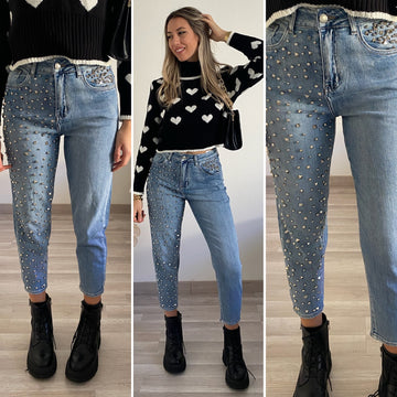 Jeans con borchie chiaro - R.a. Boutique 