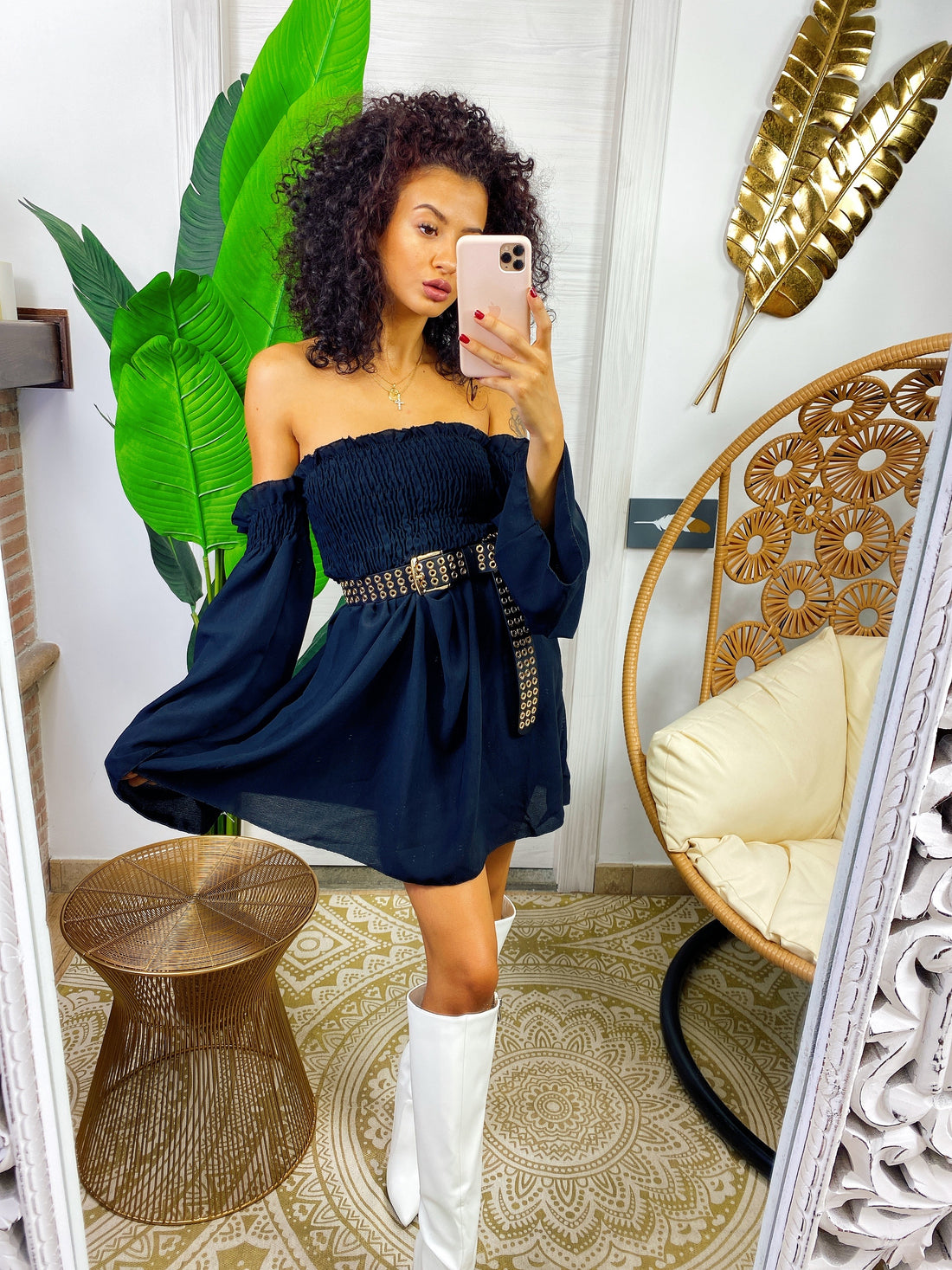 Abito con scollo a barchetta nero - R.a. Boutique 