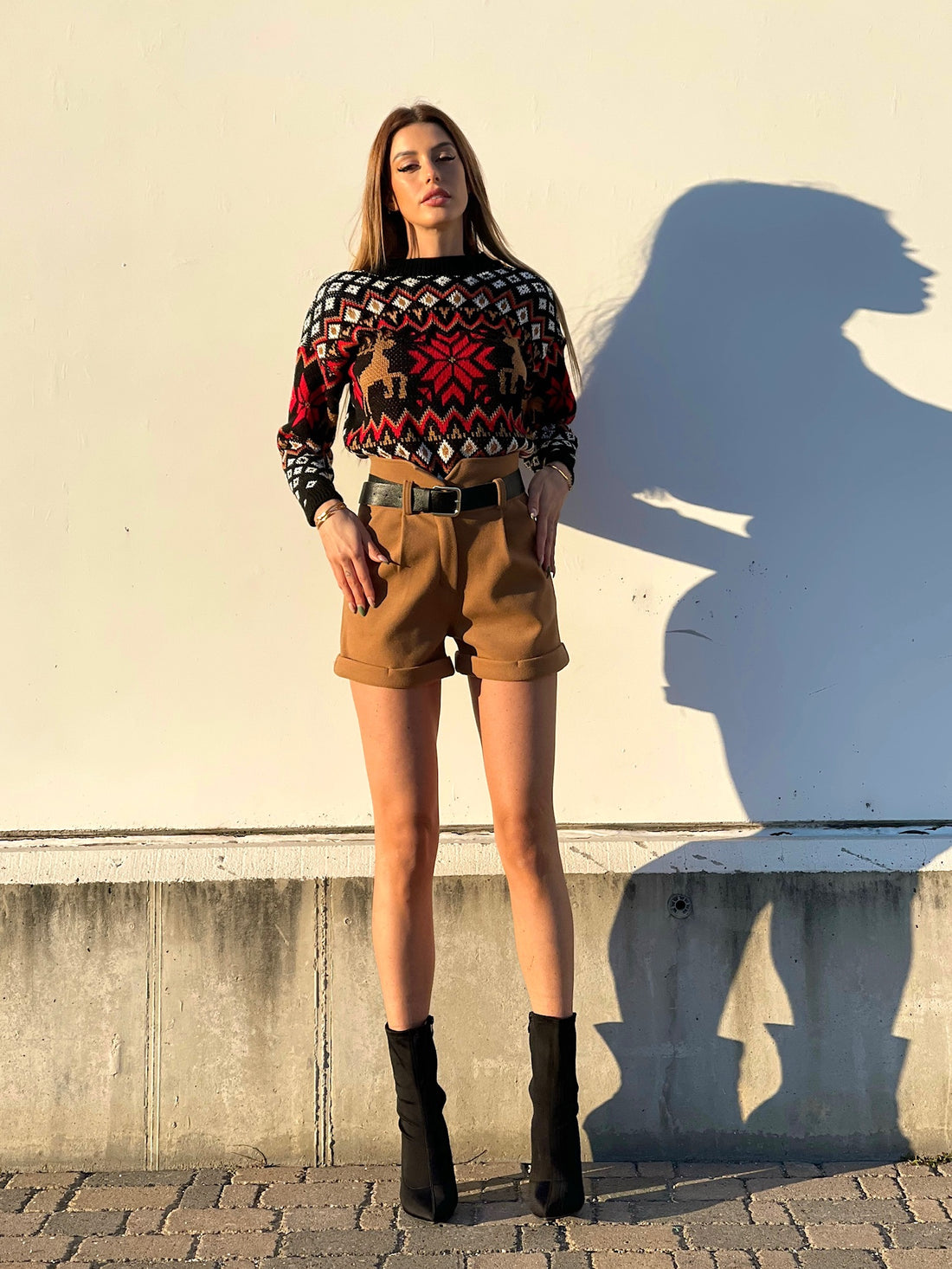 Maglioncino nero con renna - R.a. Boutique 