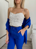 Top in raso bianco arricciato - R.a. Boutique 