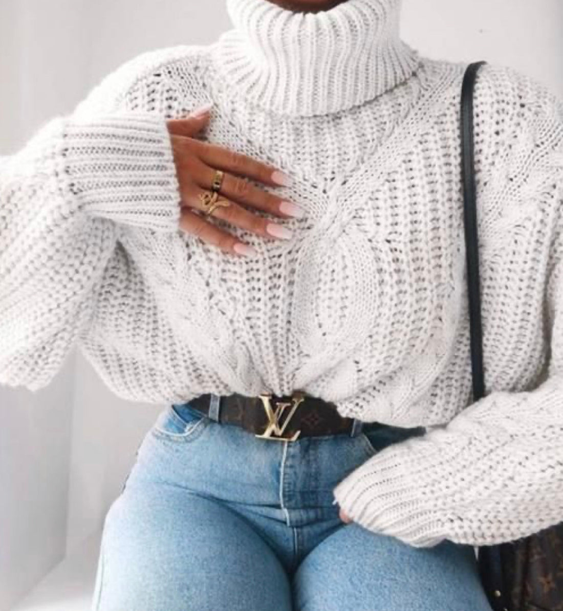 Maglione a collo trama a trecce - R.a. Boutique 