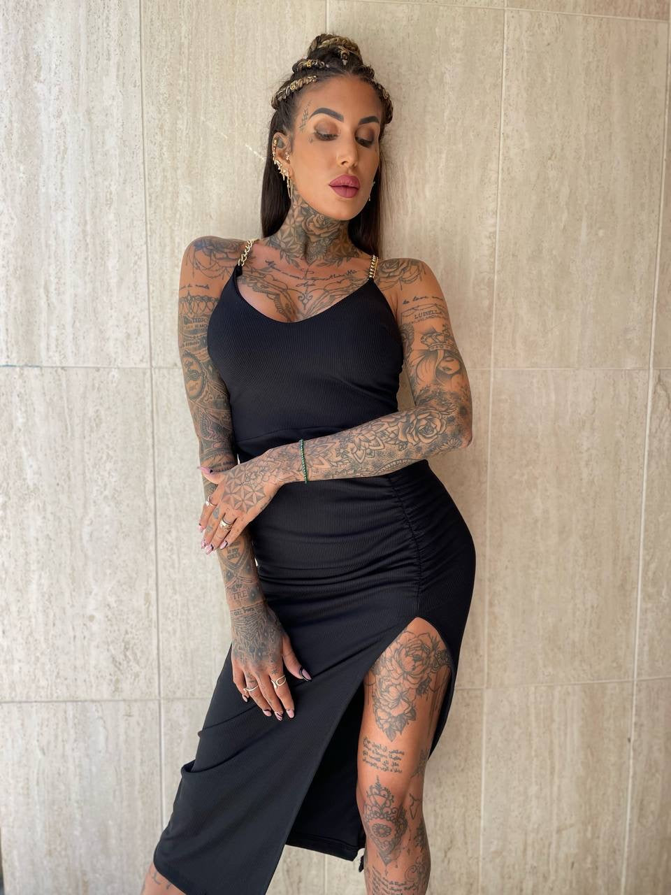 Abito midi con spalline in catena - R.a. Boutique 