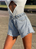 Short jeans a farfalla con strappini - R.a. Boutique 