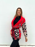 Cardigan con frange e cintura rosso - R.a. Boutique 