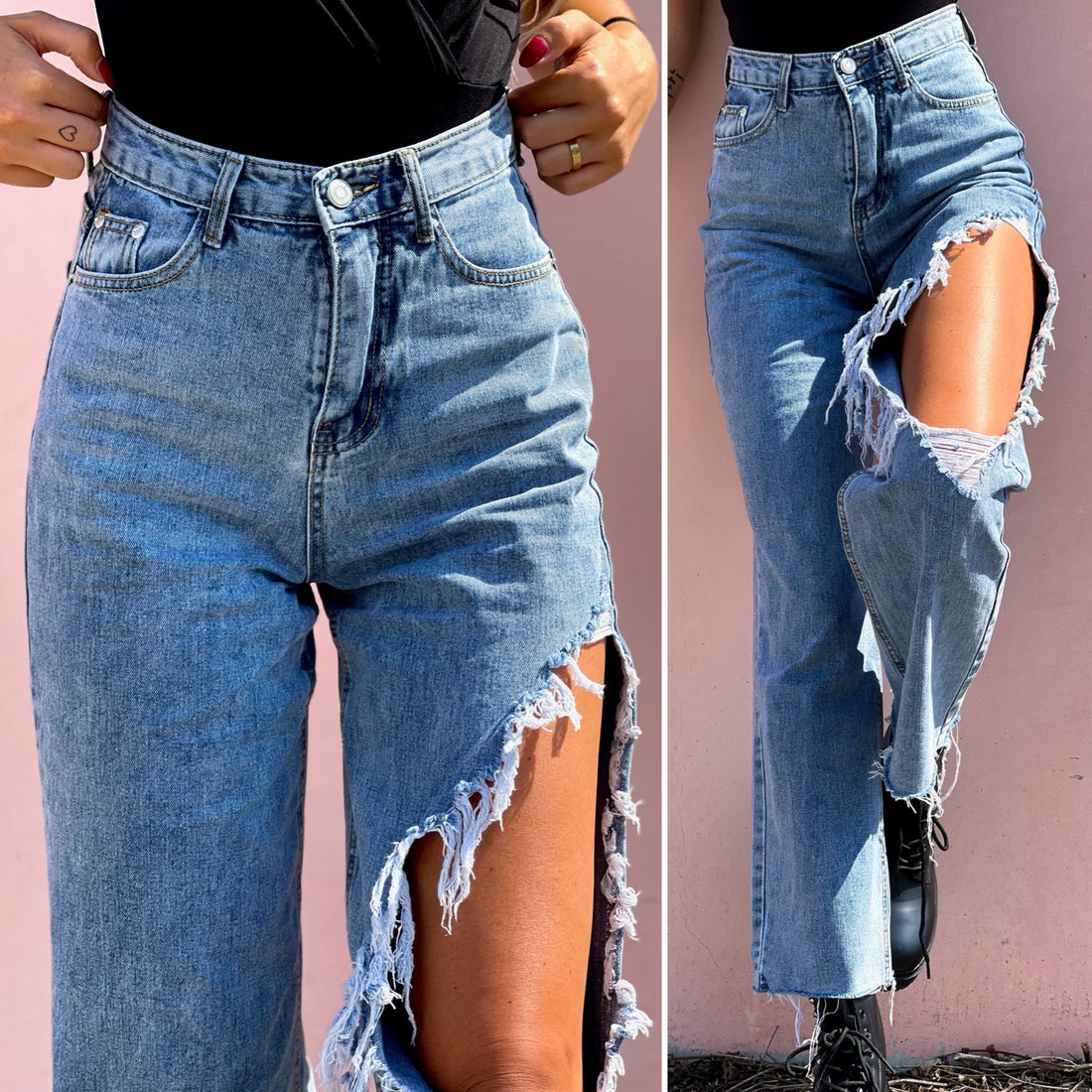 Jeans con maxi spacco - R.a. Boutique 